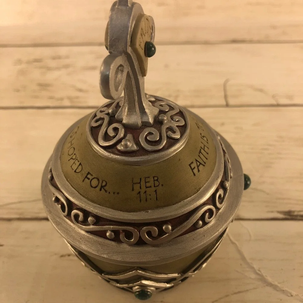 UDC 2001 Faith‎ Trinket Box Hebrews 11:1 Religious Keepsake Resin Silver Tone
